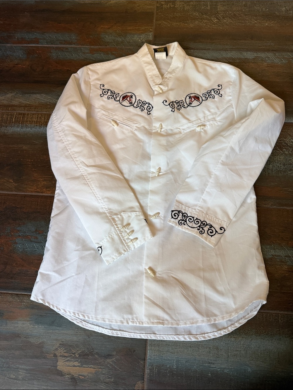 White Embroidered Mexican Charro Shirt Boy Size 12